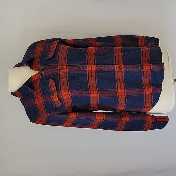 Patagonia LS Fjord Flannel Shirt Navy & Pumpkin Size Small - Picture 1 of 14
